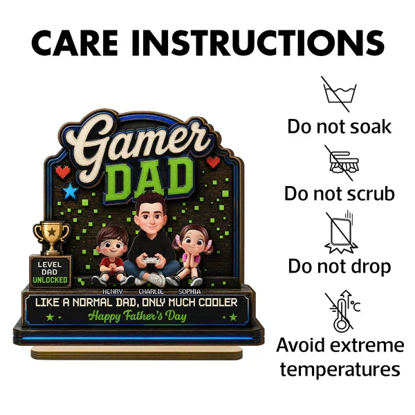 Personalized 2-Layer Wooden Plaque For Gamer Dad, Sitting Dad & Kids, Creative Father's Day Gift - Image 5