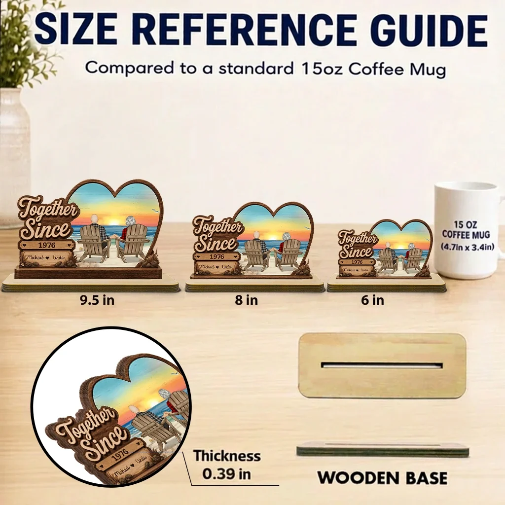 Personalized You & Me Wooden Plaque, Ocean Sunset Couple Gift for Anniversary or Home Decor - Image 4