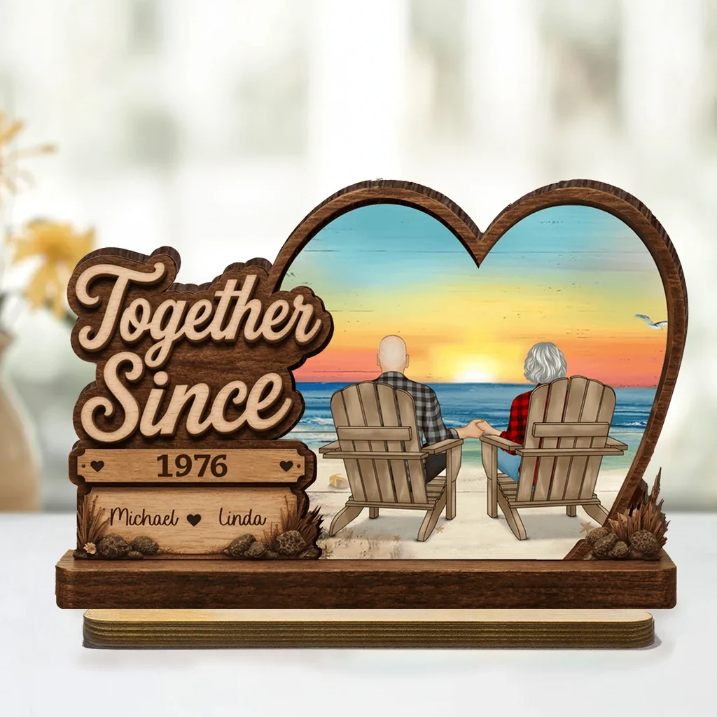 Personalized You & Me Wooden Plaque, Ocean Sunset Couple Gift for Anniversary or Home Decor - Image 5