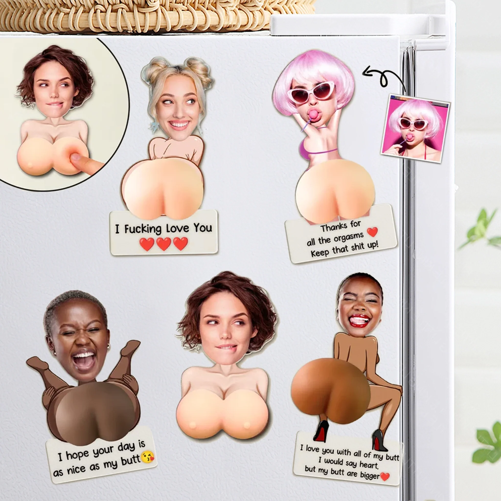 Funny Personalized Silicone Acrylic Magnet With Custom Face, Cheeky Unique Gift For Him