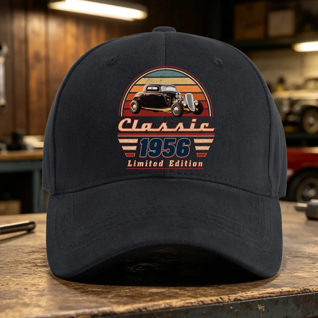 Personalized Washed Denim Baseball Cap with Vintage Car Art, Unique Gift for Dad & Grandpa - Image 3