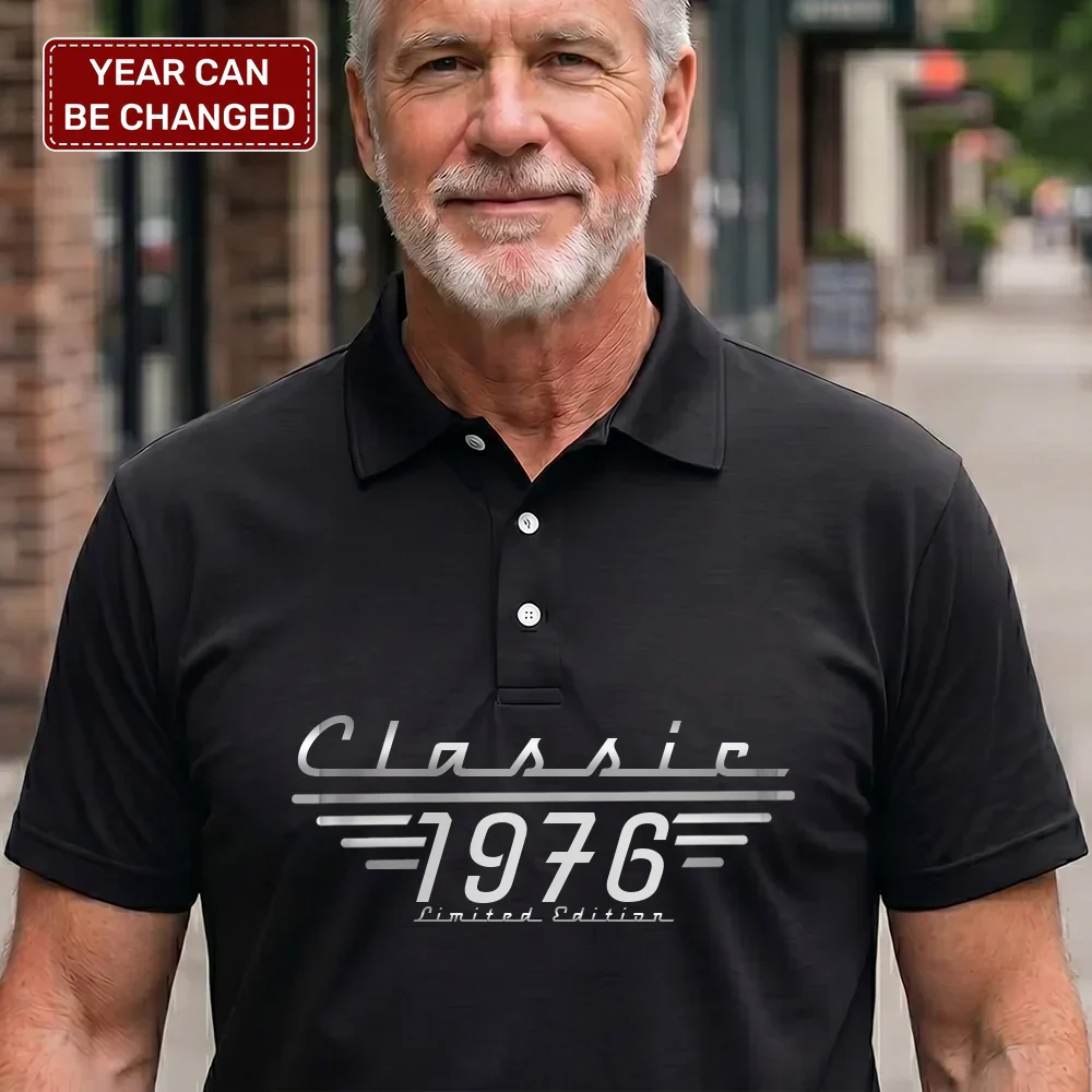 Personalized Printed Polo Shirt, Classic Vintage Birthday Style, Unique Gift For Dad, Husband Or Grandpa - Image 2