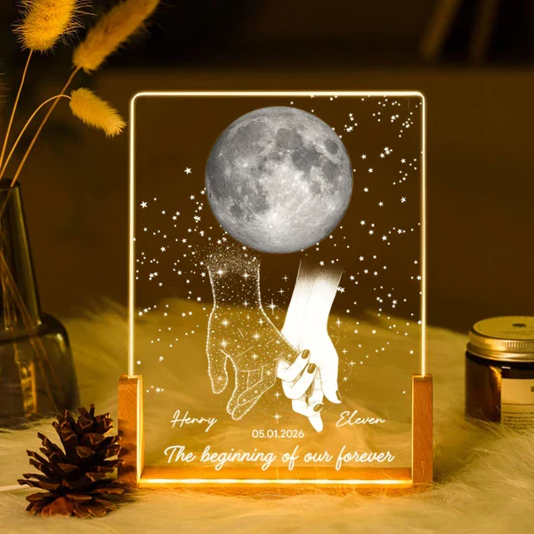 Personalized LED Light Frame, Couple Moon & Stars Design, Unique Gift for Couple with Soft Romantic Glow - Image 6