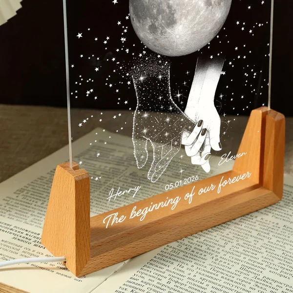Personalized LED Light Frame, Couple Moon & Stars Design, Unique Gift for Couple with Soft Romantic Glow - Image 7