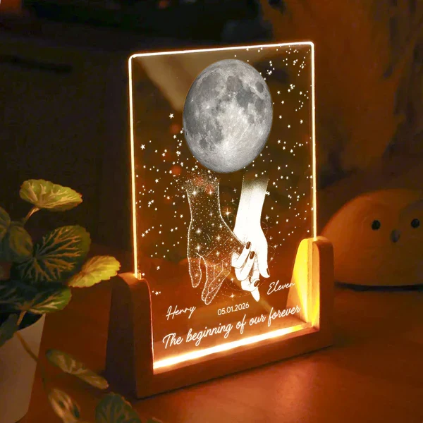 Personalized LED Light Frame, Couple Moon & Stars Design, Unique Gift for Couple with Soft Romantic Glow - Image 8