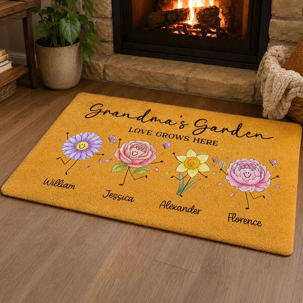 Personalized Grandma's Garden Standard Doormat, Cute Flower Family Entryway Unique Gift - Image 4