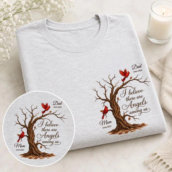 Personalized Classic Tee With Cardinal Memorial Tree, Unique Remembrance Gift for Family - Image 3