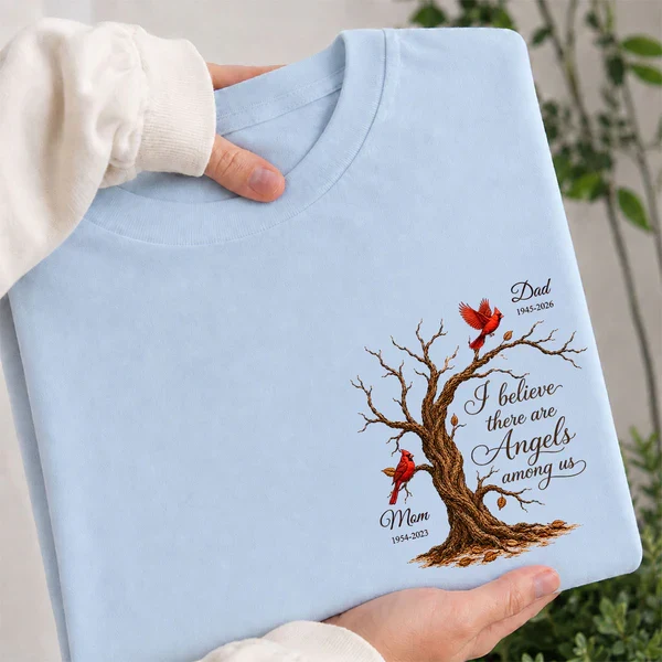 Personalized Classic Tee With Cardinal Memorial Tree, Unique Remembrance Gift for Family - Image 5