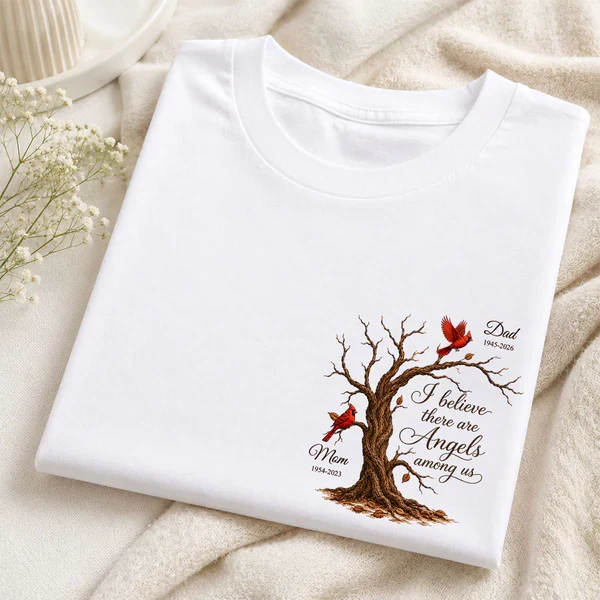 Personalized Classic Tee With Cardinal Memorial Tree, Unique Remembrance Gift for Family - Image 6
