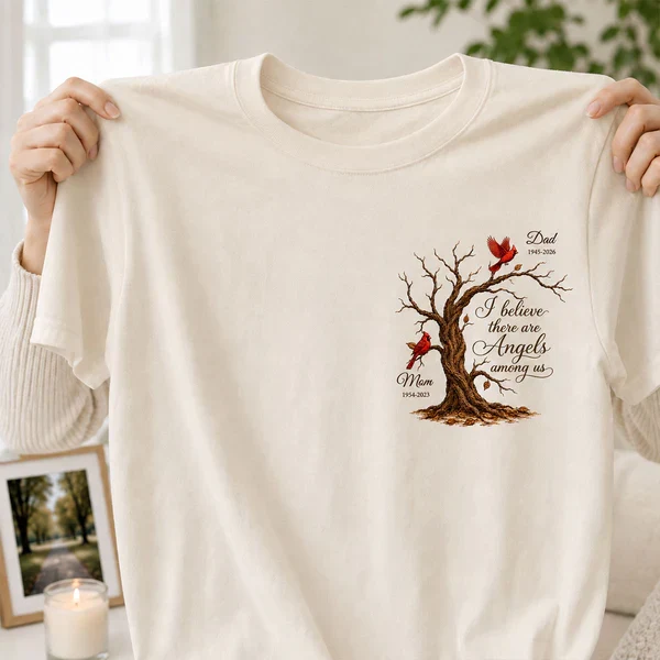 Personalized Classic Tee With Cardinal Memorial Tree, Unique Remembrance Gift for Family - Image 7