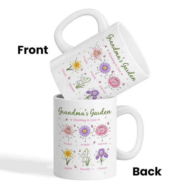 Personalized Ceramic Mug With Grandma's Garden Birth Flowers, Creative Gift for Grandma's Morning Coffee - Image 5