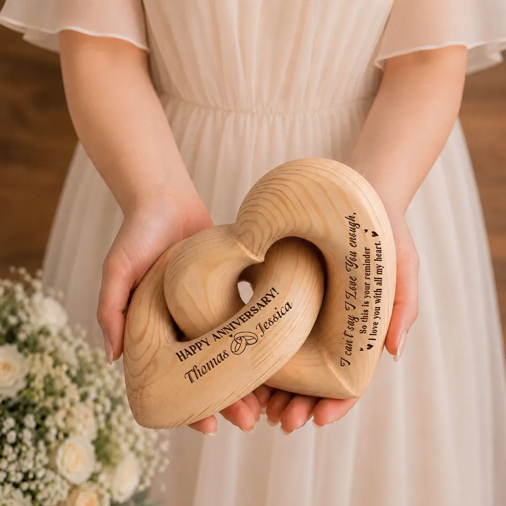 Personalized Engraved Infinity Heart Sculpture, Unique Happy Anniversary Gift for Couples - Image 2