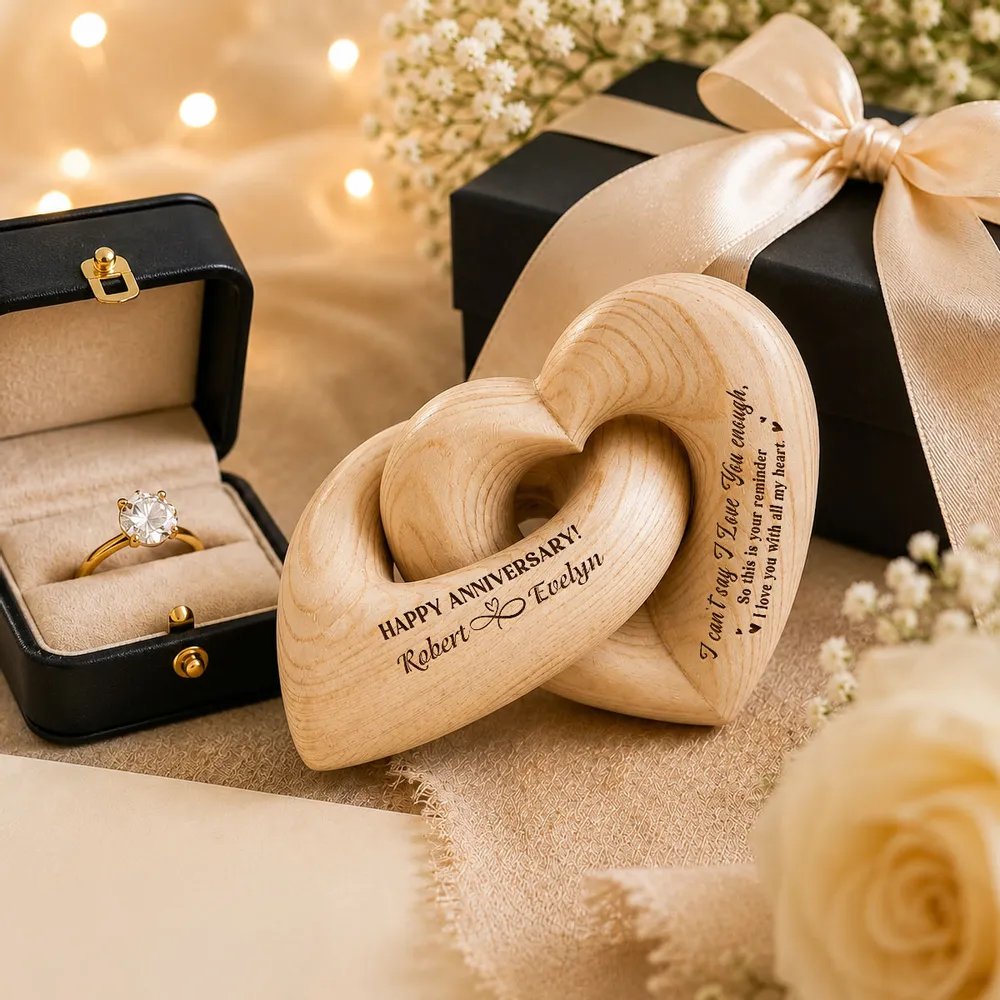 Personalized Engraved Infinity Heart Sculpture, Unique Happy Anniversary Gift for Couples - Image 3