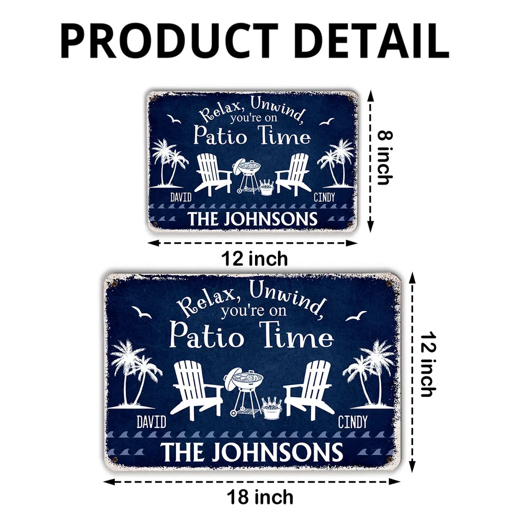 Personalized Rectangular Iron Sign for Patio Time, Navy Backyard Decor, Unique Gift for Family - Image 5