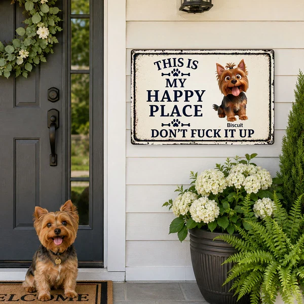 Personalized Rectangular Iron Sign With Cartoon Dog, Happy Place Decor, Unique Gift For Dog Lovers - Image 6