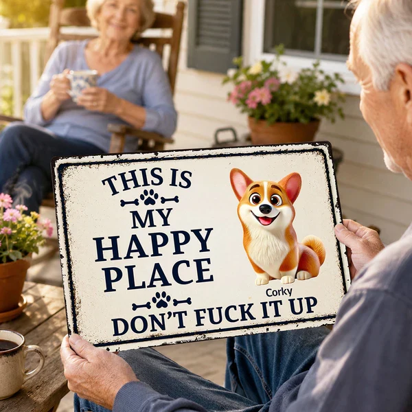 Personalized Rectangular Iron Sign With Cartoon Dog, Happy Place Decor, Unique Gift For Dog Lovers - Image 7