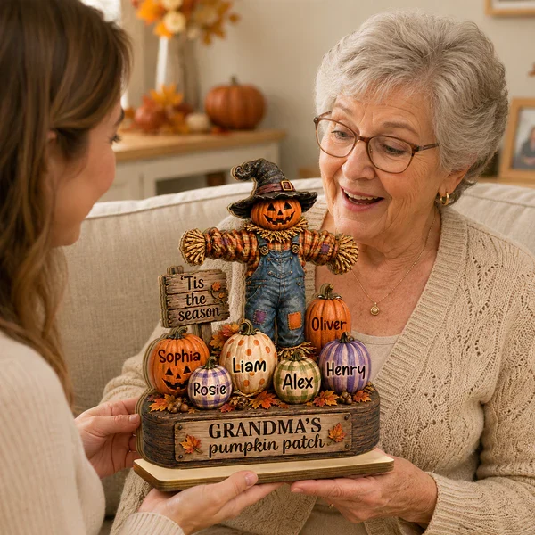 Personalized 2-Layer Wooden Plaque, Grandma's Pumpkin Patch Scarecrow, Creative Gift for Grandma - Image 2