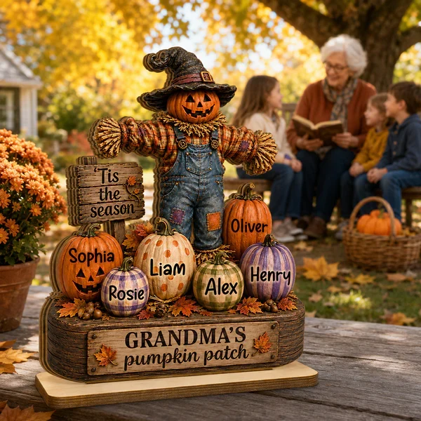 Personalized 2-Layer Wooden Plaque, Grandma's Pumpkin Patch Scarecrow, Creative Gift for Grandma - Image 3