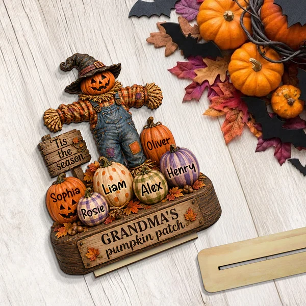 Personalized 2-Layer Wooden Plaque, Grandma's Pumpkin Patch Scarecrow, Creative Gift for Grandma - Image 6
