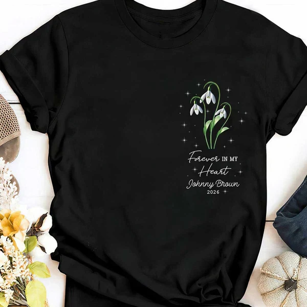 Personalized Classic Tee, Tiny Bloom Memorial Design, Unique Gift for Grieving Parent - Image 4
