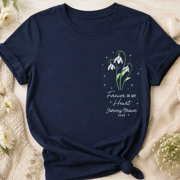 Personalized Classic Tee, Tiny Bloom Memorial Design, Unique Gift for Grieving Parent - Image 6