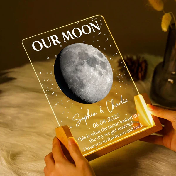Personalized Moon Phase LED Light Frame, Unique Gift for Couple, Warm Starry Wedding Anniversary Keepsake - Image 7