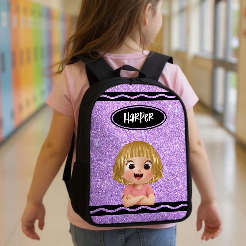 Kids School Backpack With Custom Crayon Color Art, Creative Back To School Classroom Gift For Grandkids - Image 6