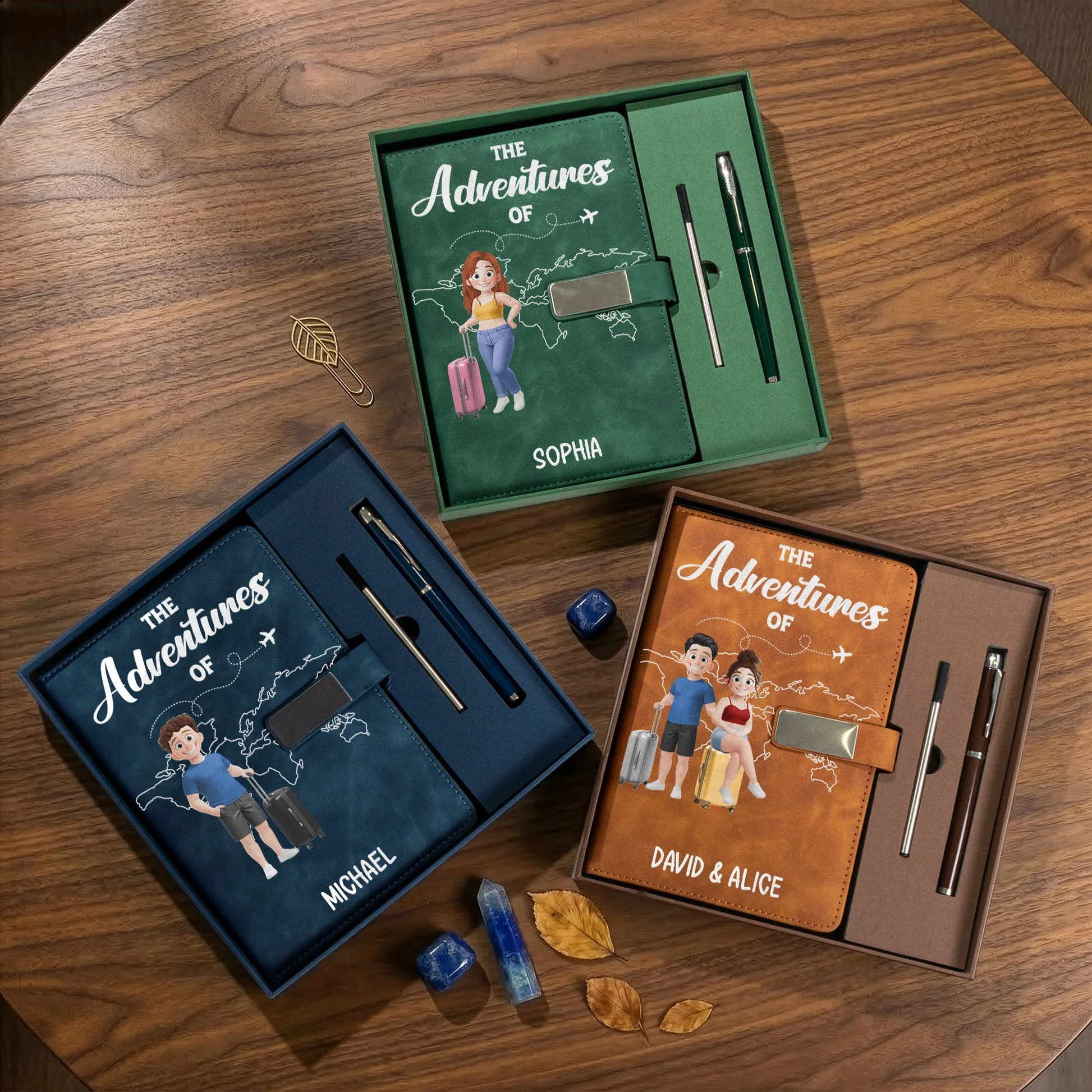 Personalized Metal Buckle Notebook Set, Travel Lovers With Suitcases, Unique Creative Gift - Image 2