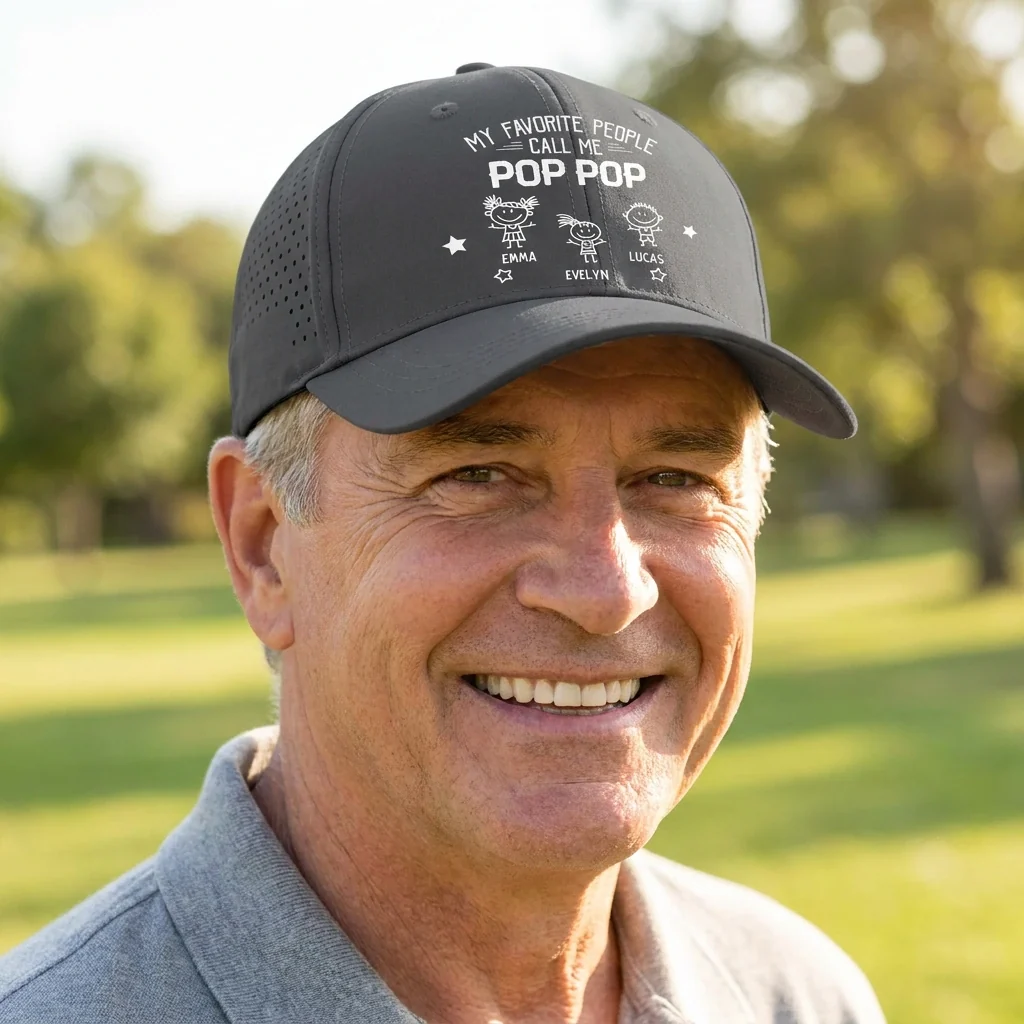 Personalized Pop Pop Hat with Custom Title, Kids Names & Number of Kids, Grandpa Gift from Grandkids - Image 2