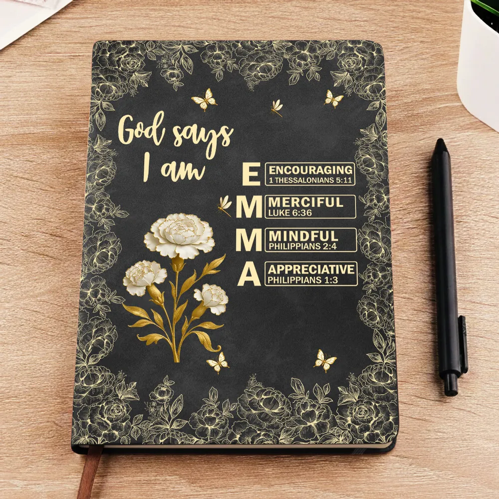 Personalized Leather Journal with Bible Verse Floral Design, Unique Gift for Women of Faith - Image 3