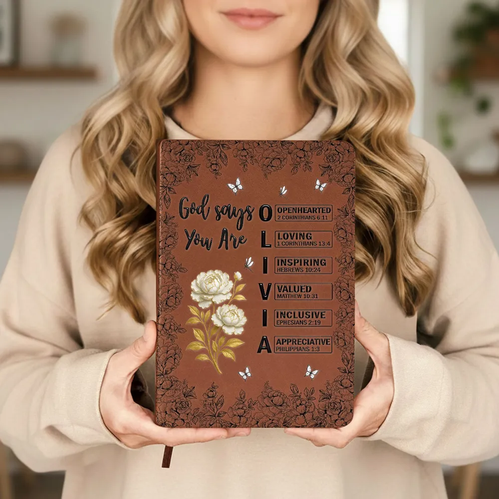 Personalized Leather Journal with Bible Verse Floral Design, Unique Gift for Women of Faith - Image 6