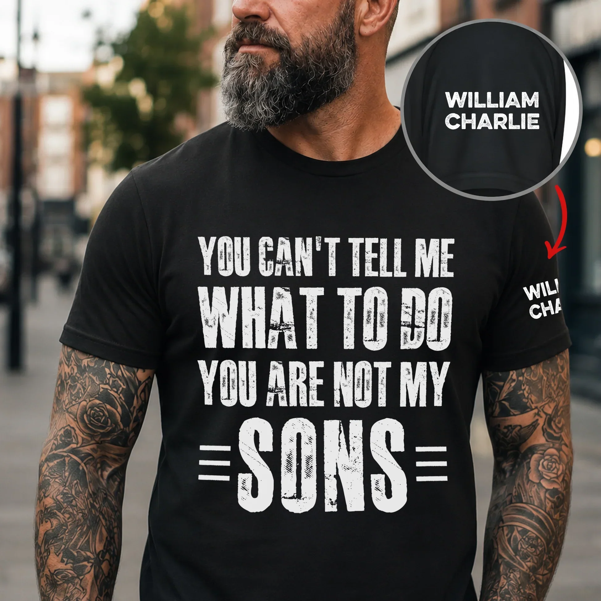 Personalized Dual Print Classic Tee, Bold Daughter Quote For Dad, City Street Style Unique Gift - Image 2