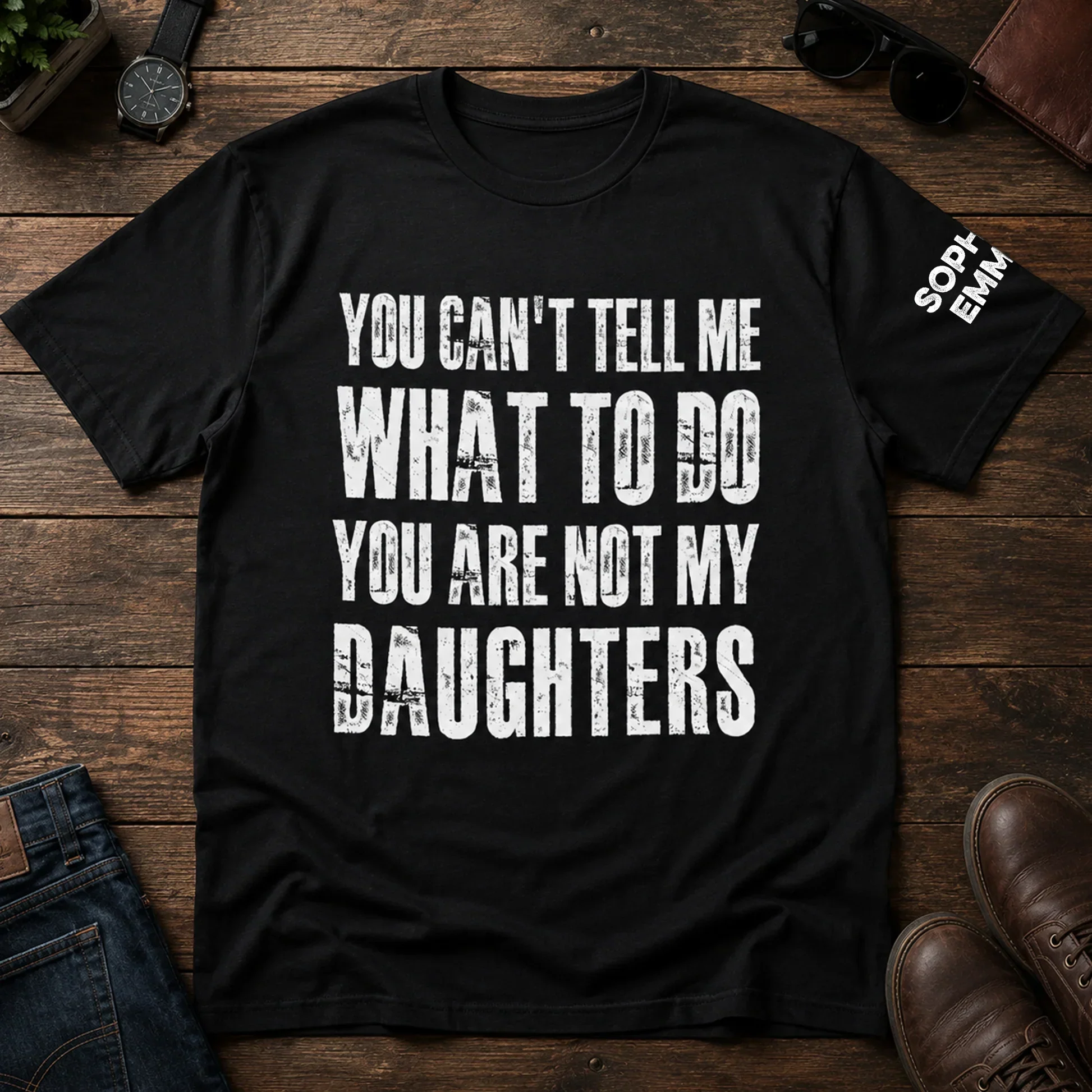 Personalized Dual Print Classic Tee, Bold Daughter Quote For Dad, City Street Style Unique Gift - Image 4