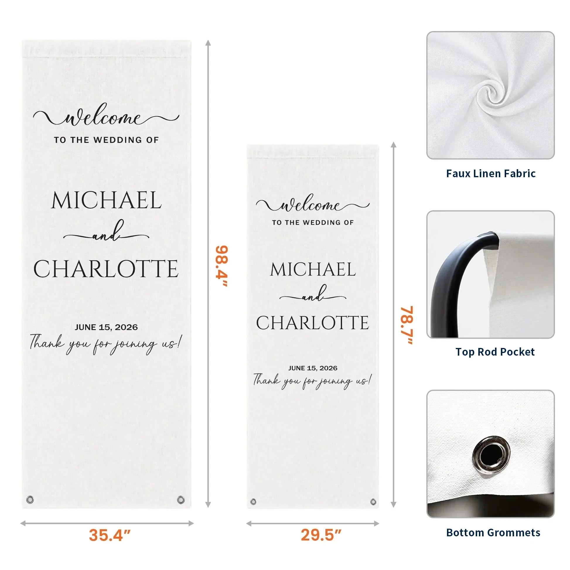 Welcome Banner For Wedding, Custom Script Sign With Soft Floral Decor, Creative Gift For Couple - Image 4