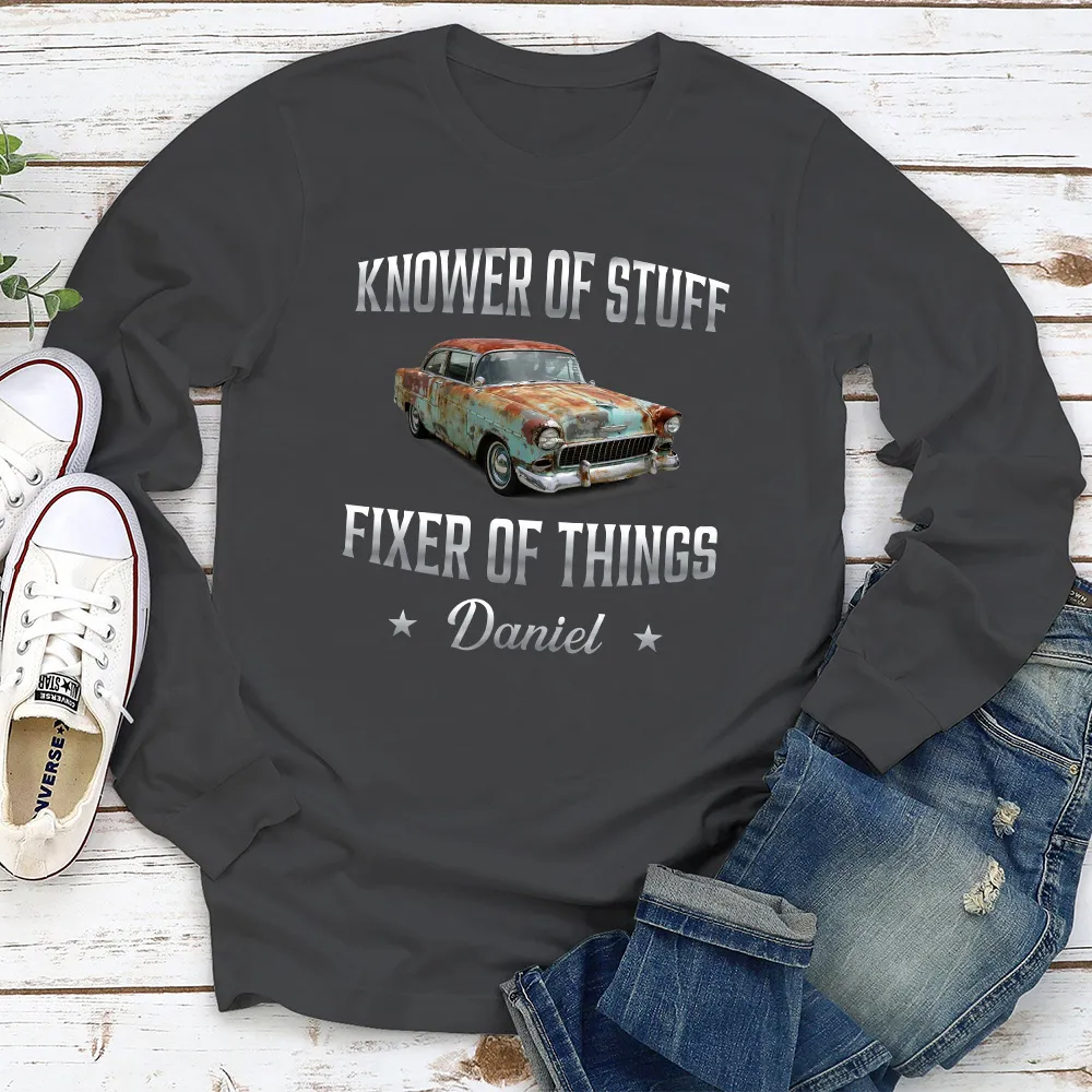 Classic Tee, Fixer of Things Vintage Red Car Custom Design, Creative Gift for Dad or Handyman - Image 5