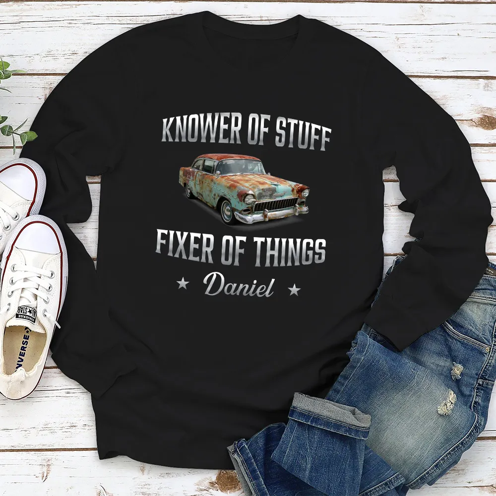Classic Tee, Fixer of Things Vintage Red Car Custom Design, Creative Gift for Dad or Handyman - Image 6