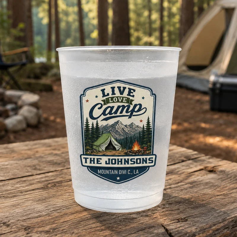 Personalized Frosted Plastic Cup With Campsite Badge, Unique Camping Gift for Family Campfire Memories - Image 5