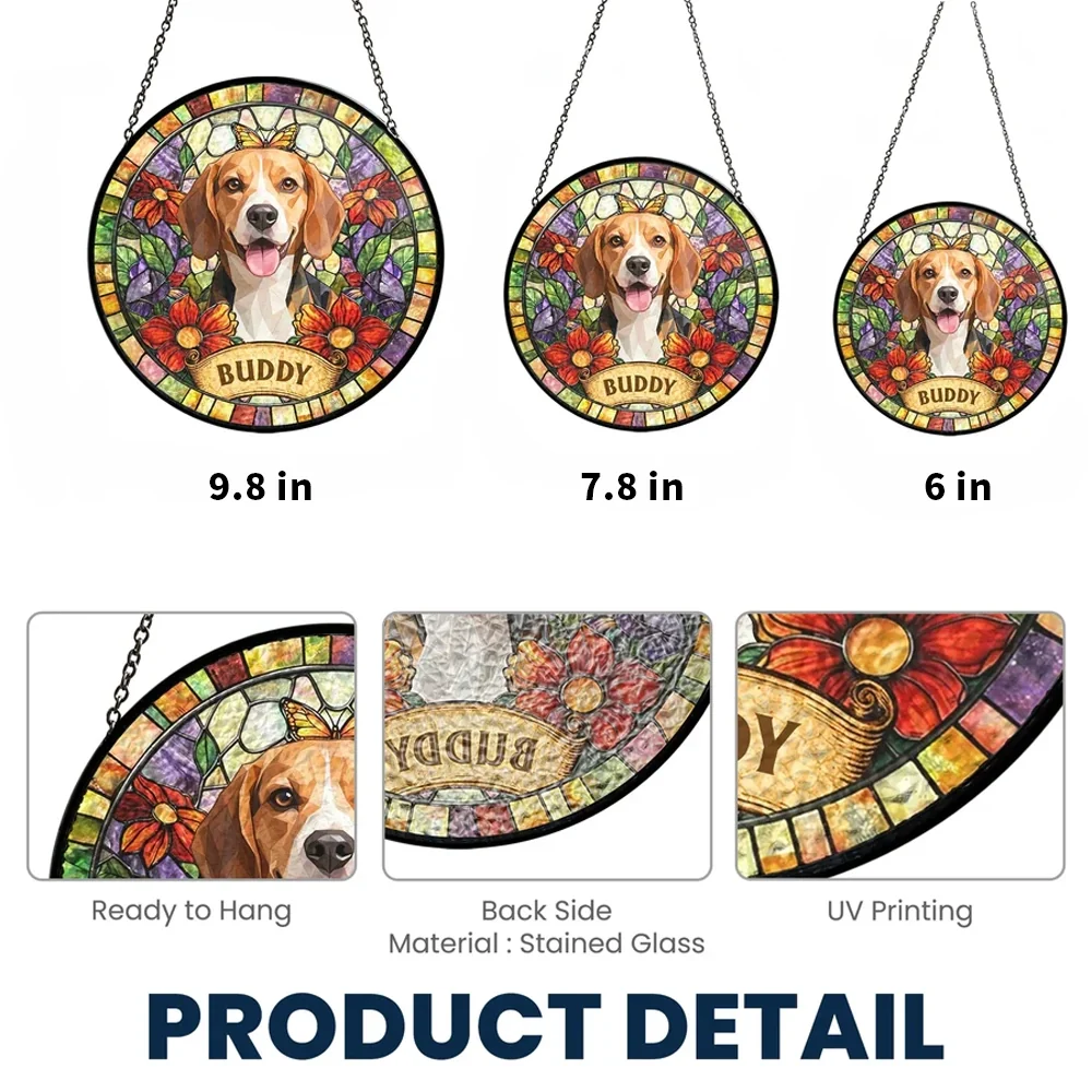Personalized Glass Suncatcher Ornament, Stained Glass Style Pet Portrait, Unique Gift for Pet Lovers - Image 4
