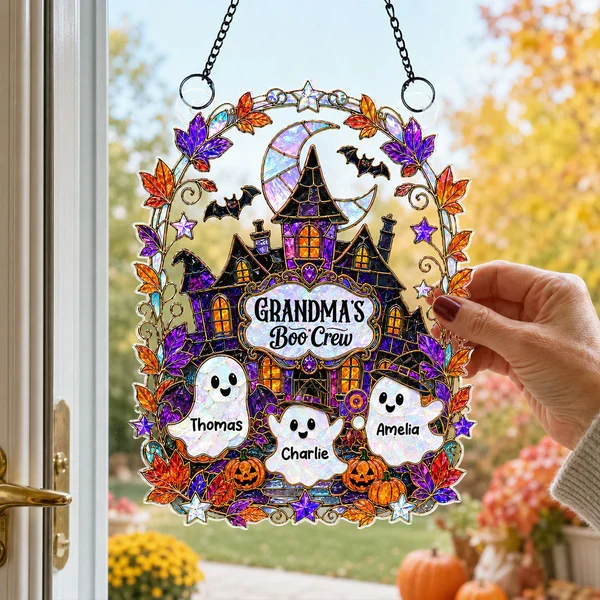 Personalized Acrylic Suncatcher Ornament, Grandma's Boo Crew Halloween Window Decor, Unique Gift for Grandma - Image 3