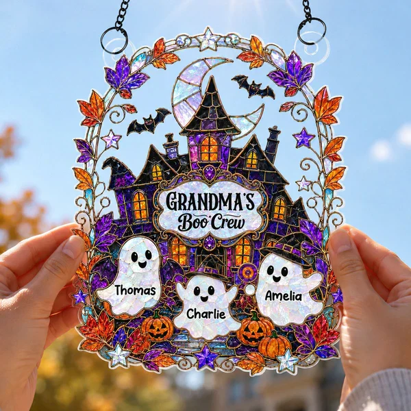 Personalized Acrylic Suncatcher Ornament, Grandma's Boo Crew Halloween Window Decor, Unique Gift for Grandma - Image 5
