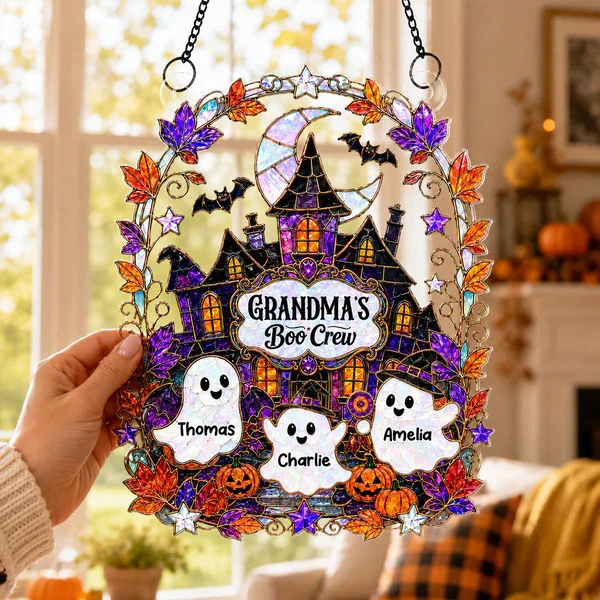 Personalized Acrylic Suncatcher Ornament, Grandma's Boo Crew Halloween Window Decor, Unique Gift for Grandma - Image 6