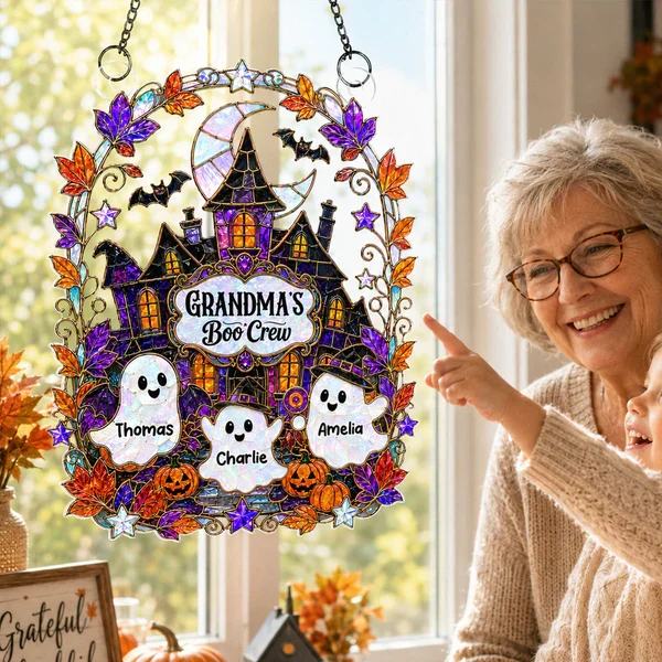 Personalized Acrylic Suncatcher Ornament, Grandma's Boo Crew Halloween Window Decor, Unique Gift for Grandma - Image 7