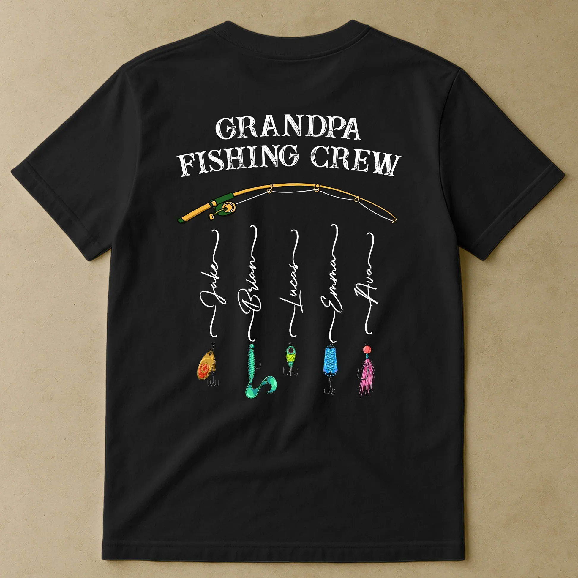 Grandpa Fishing Crew Classic Tee, Personalized Back Design for Lake Dock Memories, Creative Gift for Grandpa - Image 3