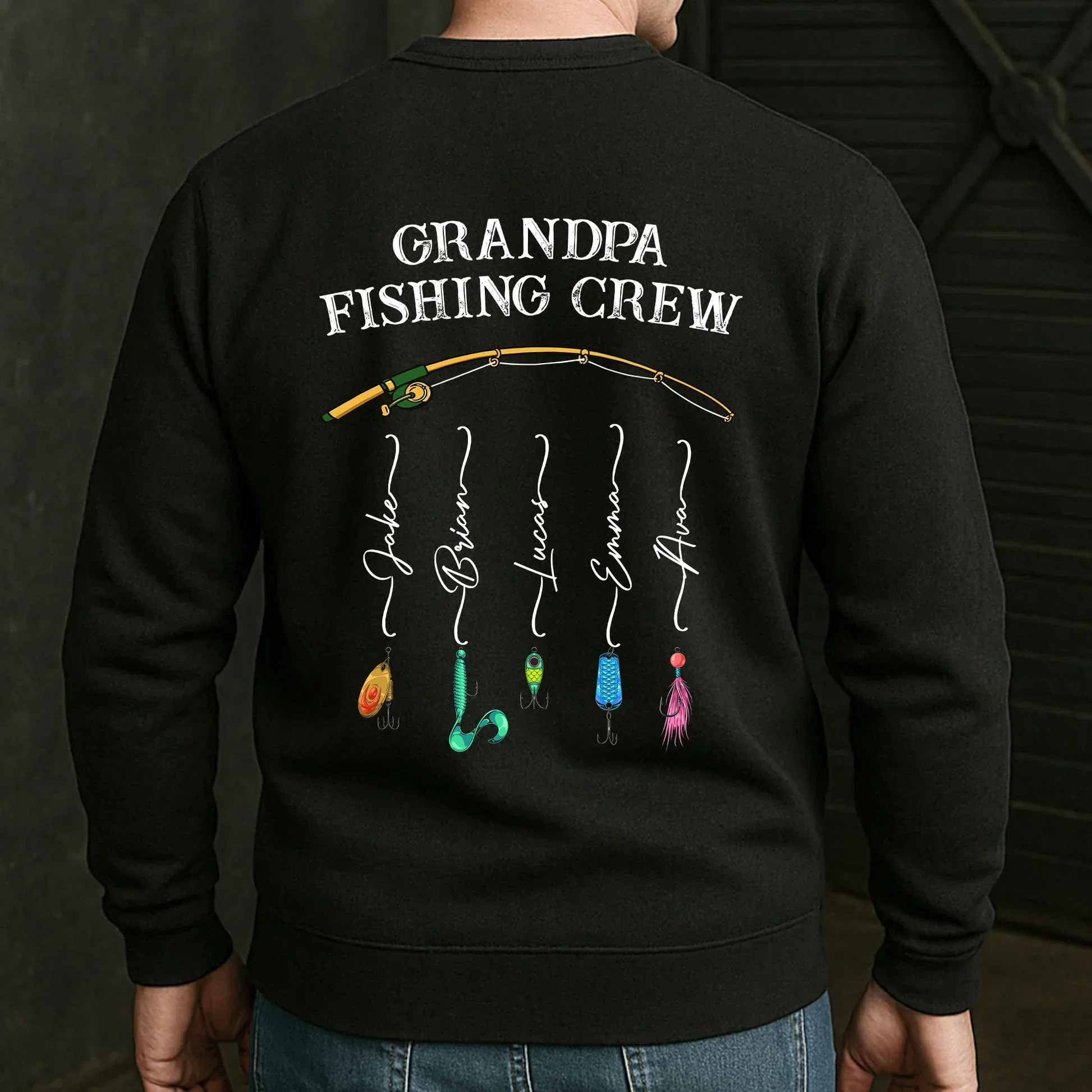 Grandpa Fishing Crew Classic Tee, Personalized Back Design for Lake Dock Memories, Creative Gift for Grandpa - Image 7