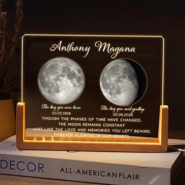 Personalized LED Light Frame with Moon Phase Memorial Art, Unique Sympathy Gift for Family Keepsake - Image 5