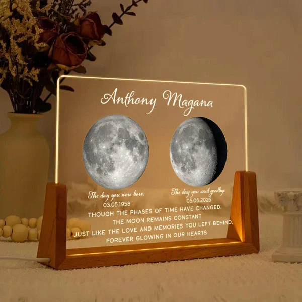 Personalized LED Light Frame with Moon Phase Memorial Art, Unique Sympathy Gift for Family Keepsake - Image 6