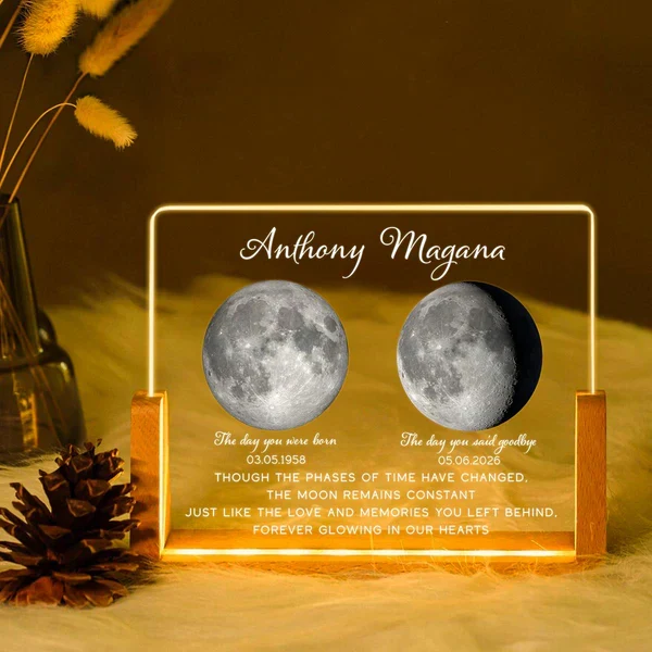 Personalized LED Light Frame with Moon Phase Memorial Art, Unique Sympathy Gift for Family Keepsake - Image 7