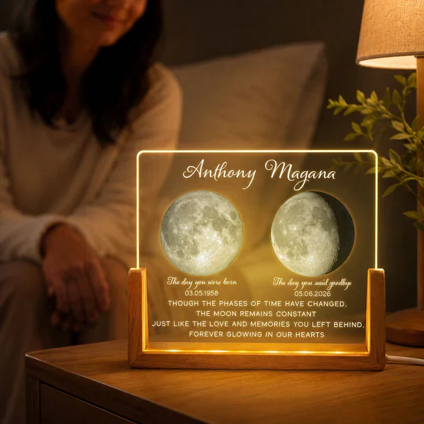 Personalized LED Light Frame with Moon Phase Memorial Art, Unique Sympathy Gift for Family Keepsake - Image 8
