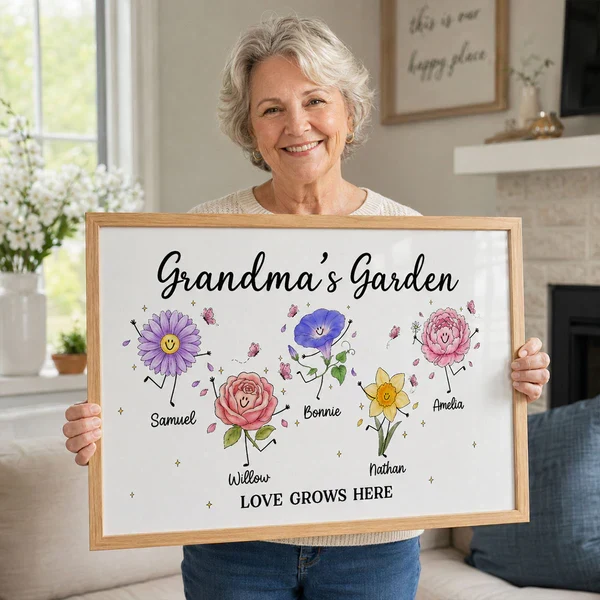 Personalized Grandma's Garden Canvas With Soft Floral Doodles, Unique Gift For Grandma & Home Decor - Image 6