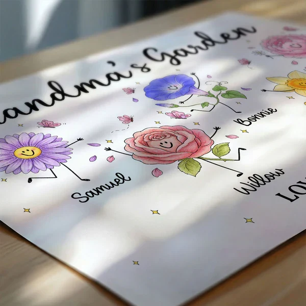 Personalized Grandma's Garden Canvas With Soft Floral Doodles, Unique Gift For Grandma & Home Decor - Image 7